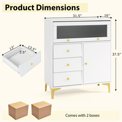 Goflame 3-Drawer Modern Storage Cabinet with 2 Doors