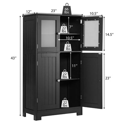 Goflame Storage Cabinet with Doors - Bathroom Floor Cabinet, Freestanding Tall Cabinet
