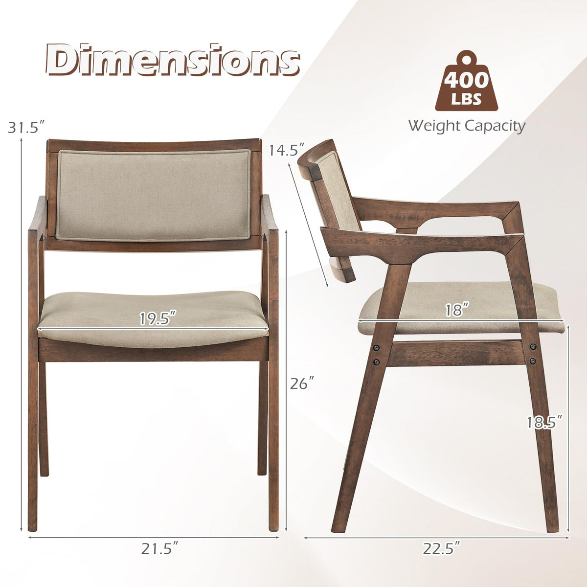 Goflame Rubber Wood Dining Chairs Set of 2/4