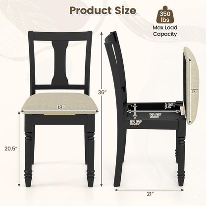 Goflame Wood Dining Chairs Set Farmhouse Dining Room Chair with Cushion Seat, Armless Wooden Dining Side Chairs
