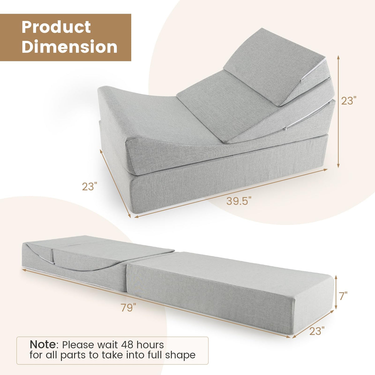 4-in-1 Floor Futon Sleeper Chair with High-Density Foam - Goflame