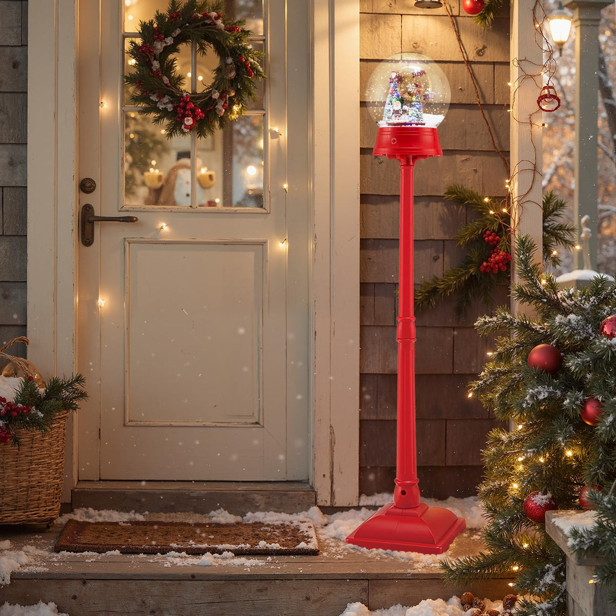Goflame 5 Ft Christmas Snow Globe Lantern ( Snowing Santa with Ferris Wheel )