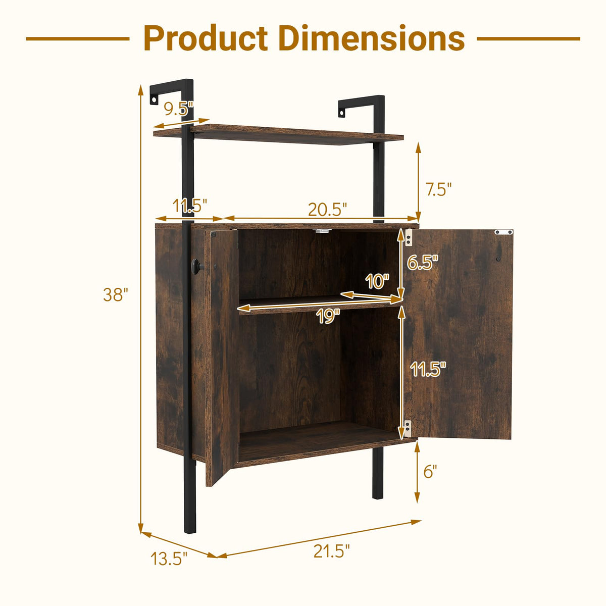 Goflame 38" Tall Bookshelf with Storage Cabinet (1/2)