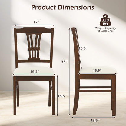 Goflame Wooden Dining Chairs Set of 2/4 Upholstered Kitchen Chairs