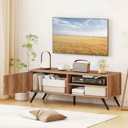 Goflame Mid-Century Modern Entertainment Center with Storage Cabinet