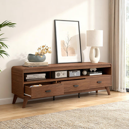Goflame TV Stand for 60-70 Inch TV Mid-Century Modern Entertainment Center with 3 Storage Drawers