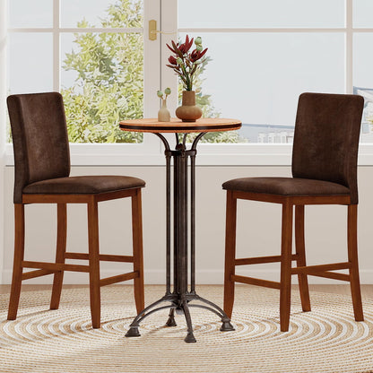 Goflame 26" Bar Stools Set of 2/4 Upholstered Counter Height Bar Chairs with Solid Rubber Wood Legs