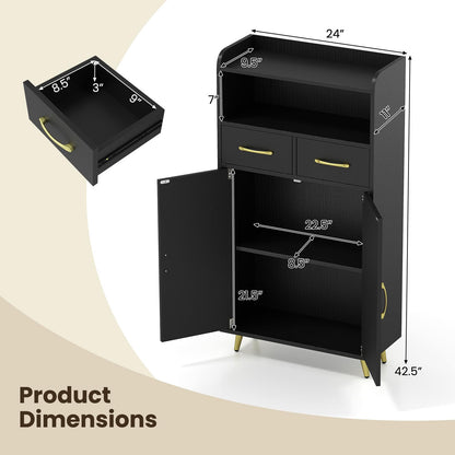 Goflame Freestanding Bathroom Storage Cabinet with 2 Drawers and 2 Doors