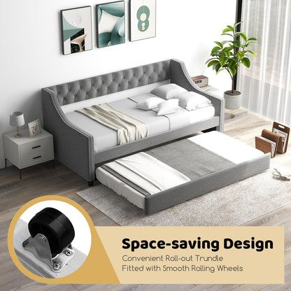Goflame Upholstered Twin Daybed with Trundle