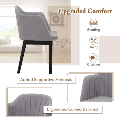 Goflame Modern Dining Chairs, Upholstered Velvet Accent Chairs w/Curved Backrests & Rubber Wood Legs