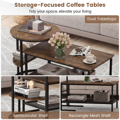 Goflame Nesting Coffee Table Set of 2 Detachable Rectangular Table
