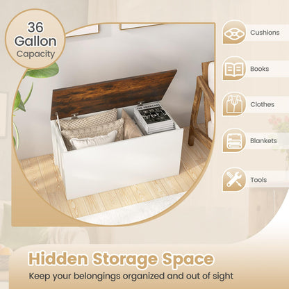 Goflame Flip-top Storage Chest, Lift Top Storage Bench w/Pneumatic Rod & Safety Hinges