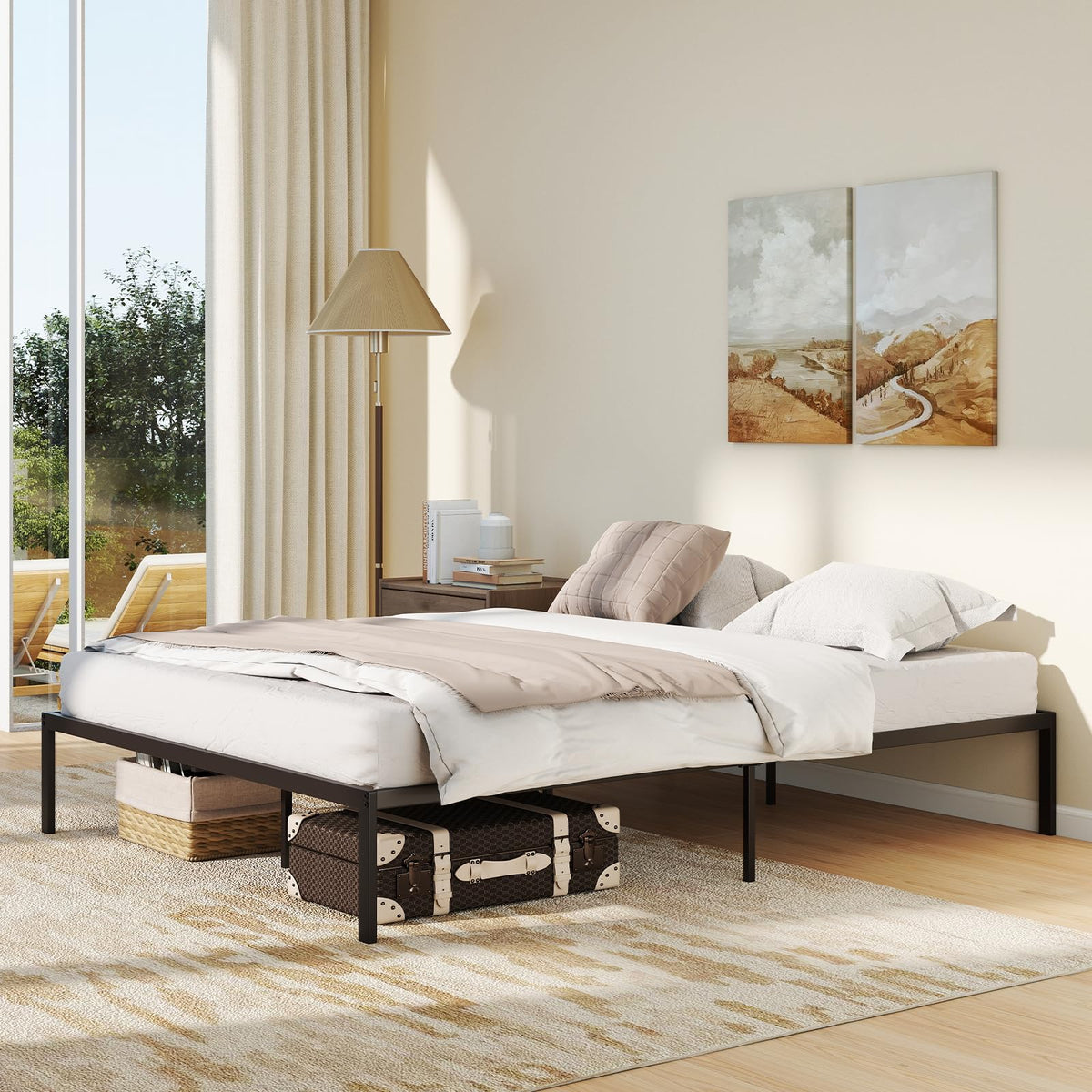 Goflame 12 Inch Metal Platform Bed Frame with Steel Slats Support