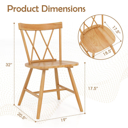 Goflame Wooden Dining Chairs Set of 2/4, Farmhouse Windsor Kitchen Chairs w/Cross Back, Wide Seat