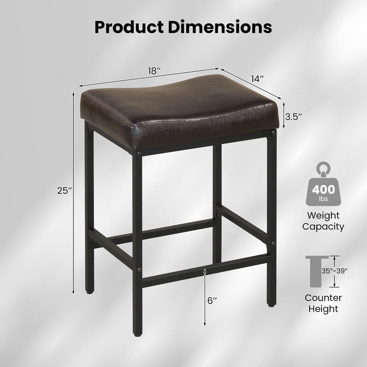 Goflame 25 Inch Counter Height Bar Chairs for Kitchen Island (2/4)