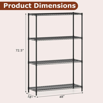 Goflame 4-Tier Metal Storage Shelving Unit with V-Shaped Wire Rack