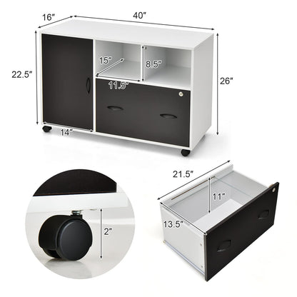 Goflame Mobile File Cabinet on Wheels - Lateral Filing Cabinet w/Drawer