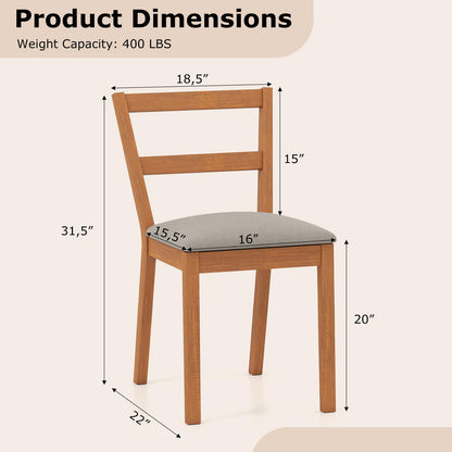 Goflame Wooden Dining Chairs Set of 2/4 Farmhouse Upholstered Kitchen Chairs with Rubber Wood Legs & Fabric Padded Seat