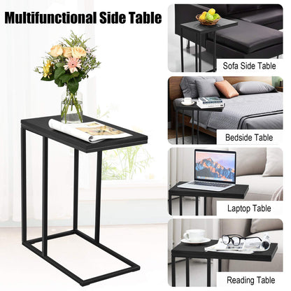 Goflame Reception Guest Chairs and C-Shaped End Table 3Pcs Set