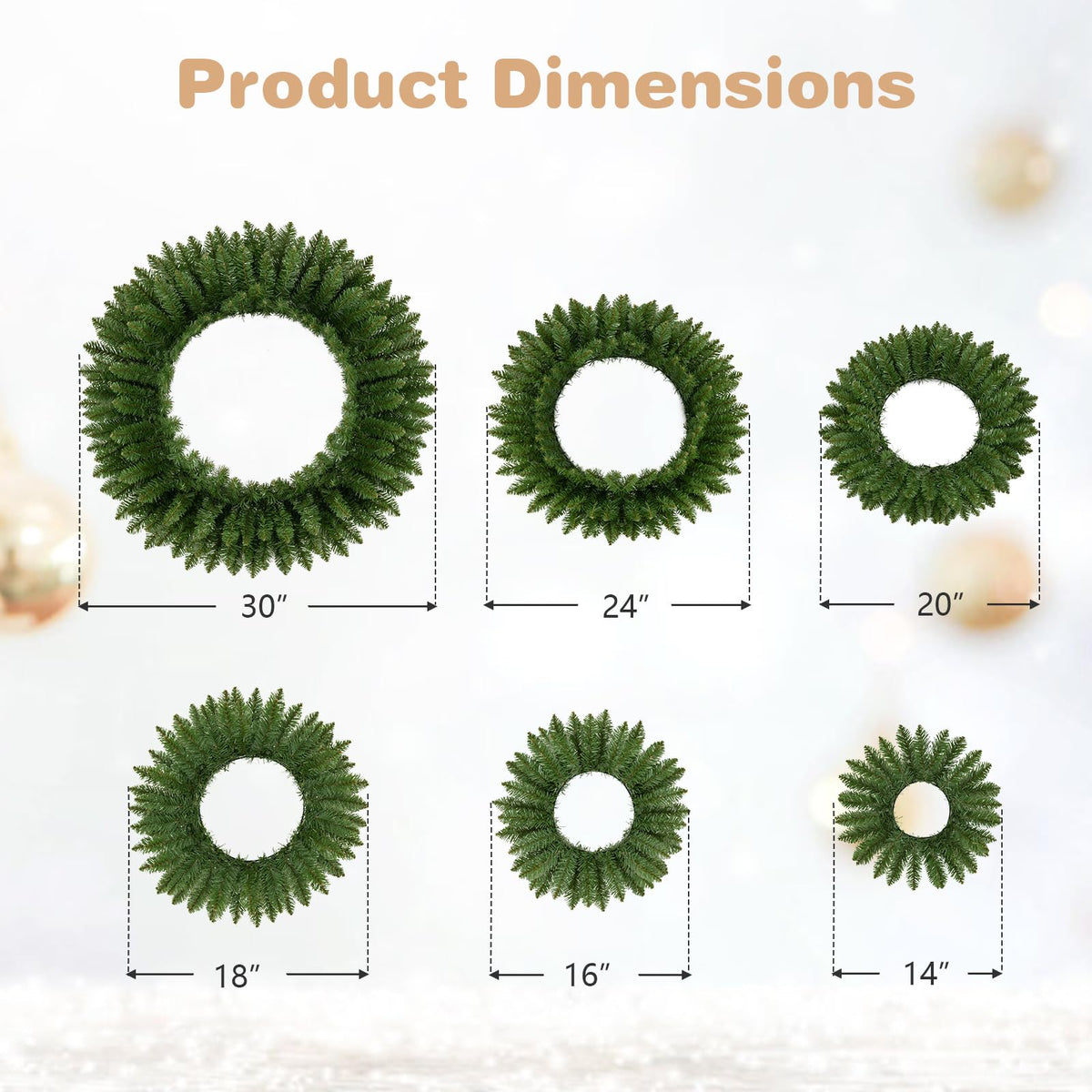 GOFLAME Nesting Christmas Wreaths Set of 6