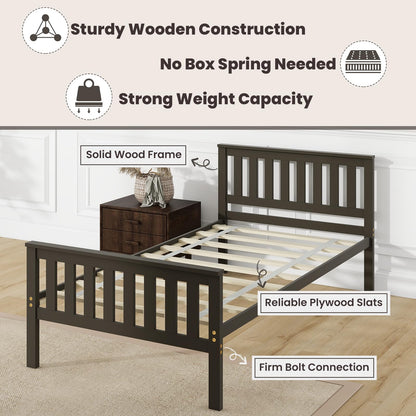 Goflame Queen/Full/Twin Size Wood Bed Frames with Headboard, Mid Century Platform Bed with Wooden Slats Support