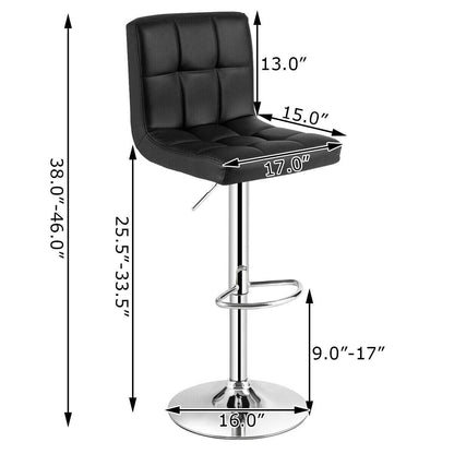 Goflame Bar Stool, Modern Swivel Adjustable Armless Barstools, Square Counter Height PU Leather Bar Stools