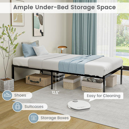 Goflame Twin Bed Frame, 14 Inch Metal Platform Bed with Under Bed Storage Space, Heavy-Duty Steel Slat Mattress Foundation