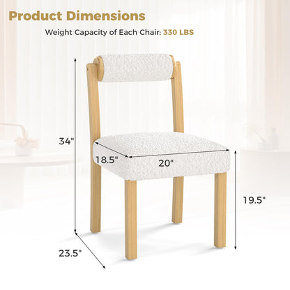 Goflame Wooden Dining Chairs Set of 2/4, Faux Sherpa Upholstered Kitchen Dining Room Chairs w/Rubber Wood Frame