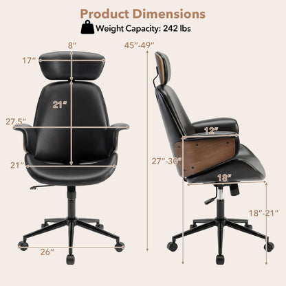Goflame Ergonomic High Back Faux Leather Executive Chair with Headrest