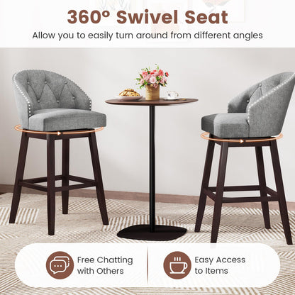 Goflame Modern Upholstered Bar Stools Set of 2/4, 31" Bar Height Swivel Kitchen Stools w/Button-Tufted Back
