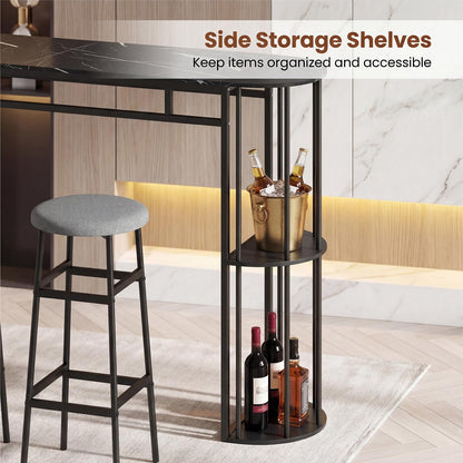 Goflame 3 Pieces Bar Table Set for 2 with 2 Padded Stools