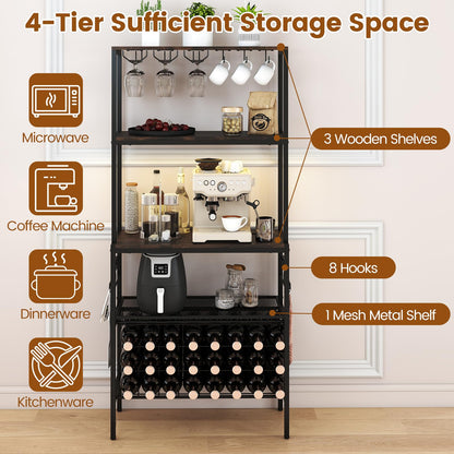 Goflame Wine Rack Freestanding Floor Wine Bar Cabinet w/Power Outlet & RGB Light