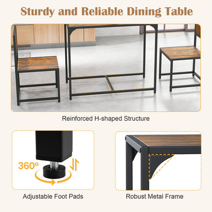Goflame 3-Piece Dining Table Set for 2 Small Industrial Kitchen Table with 2 Chairs