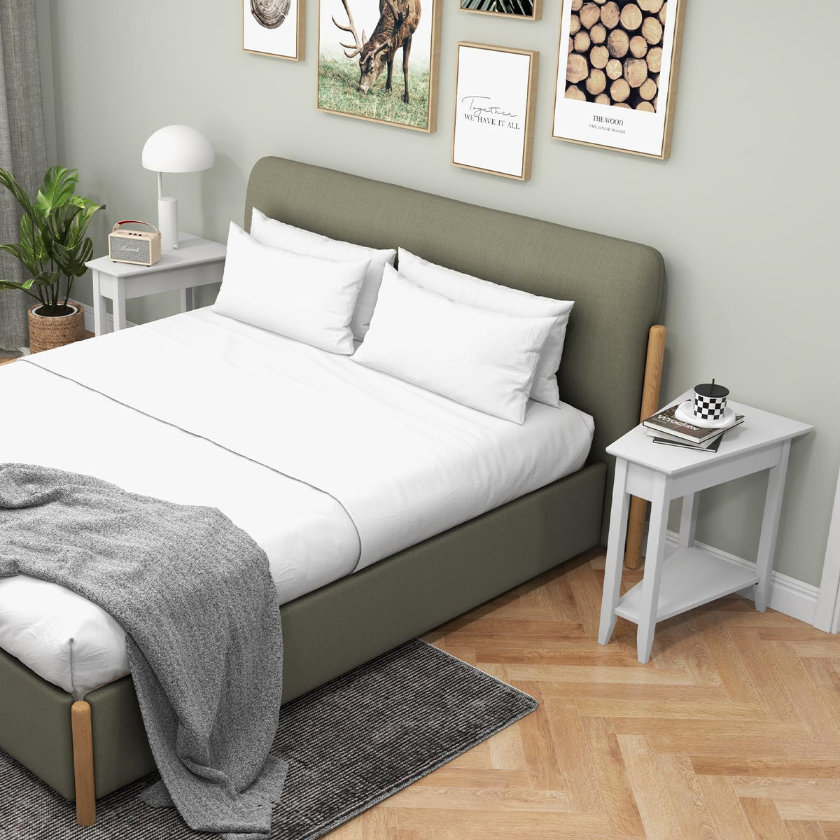 Triangle Side Table with Storage Shelf - Goflame