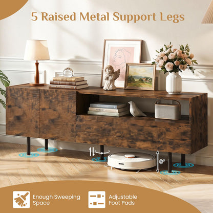 Goflame Wooden TV Stand for TVs up to 70" with Storage Cabinet
