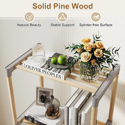 Goflame 4-Tier Bookshelf | Pine Wood Bookcase with Open Shelves