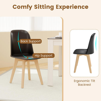 Goflame Modern Dining Chairs Set of 2/4 Armless Kitchen Chair w/Solid Beech Wood Legs