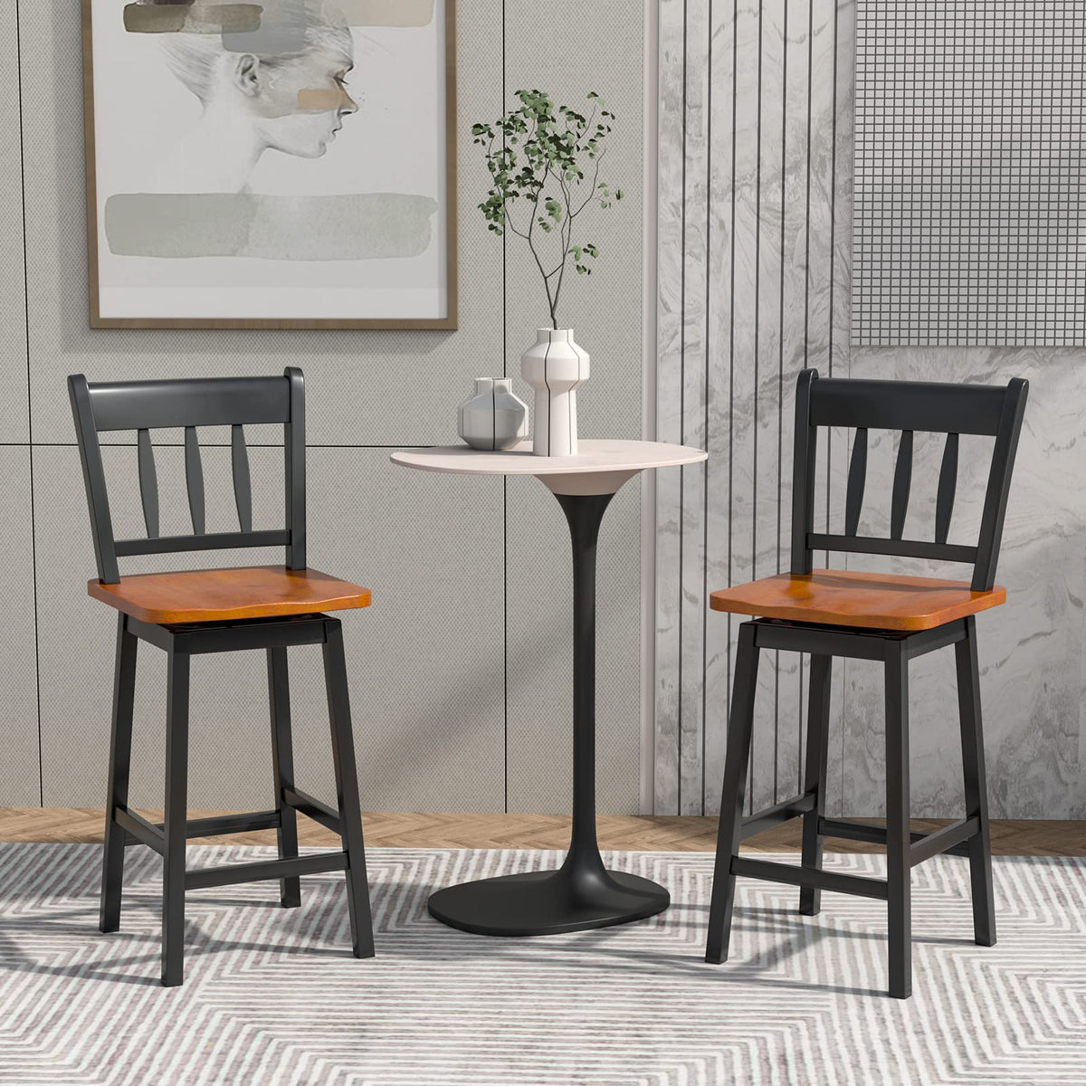 30.5 Inch Rubber Wood Bar Chairs - Goflame