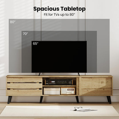 Goflame Mid Century Modern TV Stand for 65-80 Inch TV
