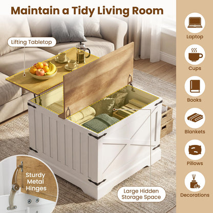 Goflame 31.5" Square Wood Center Table with Large Hidden Storage Compartment & Hinged Lift Top
