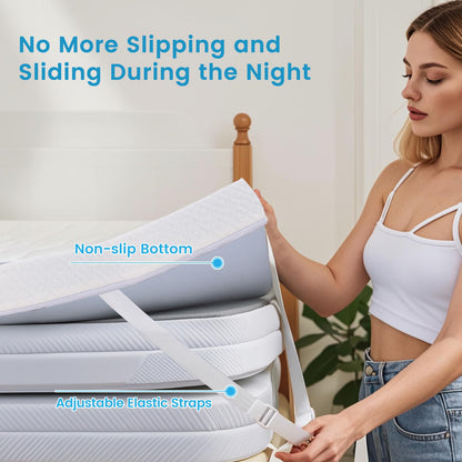 Goflame 3 Inch Twin Memory Foam Mattress Topper, Gel Infused Topper with Removable Cover