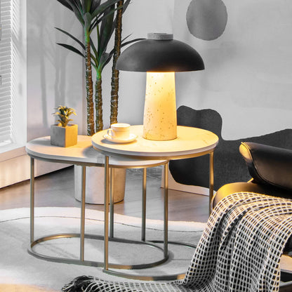 Goflame Modern Nesting Coffee Table Set of 2, Accent Marble Look Stacking Side Table for Living Room Bedroom