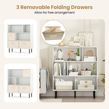 Goflame 6-Cube Bookshelf 3-Tier White Bookcase