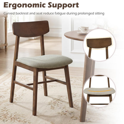 Goflame Solid Rubber Wood Dining Room Chairs with Curved Backrest