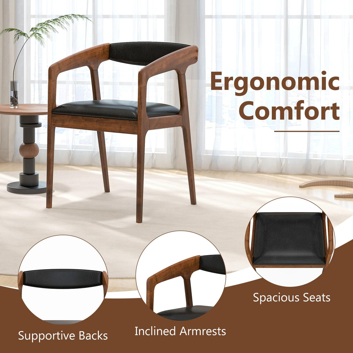 Goflame Modern Accent Chair - PU Leather Upholstered Armchairs w/Cozy Backrest & Padded Seat Cushion