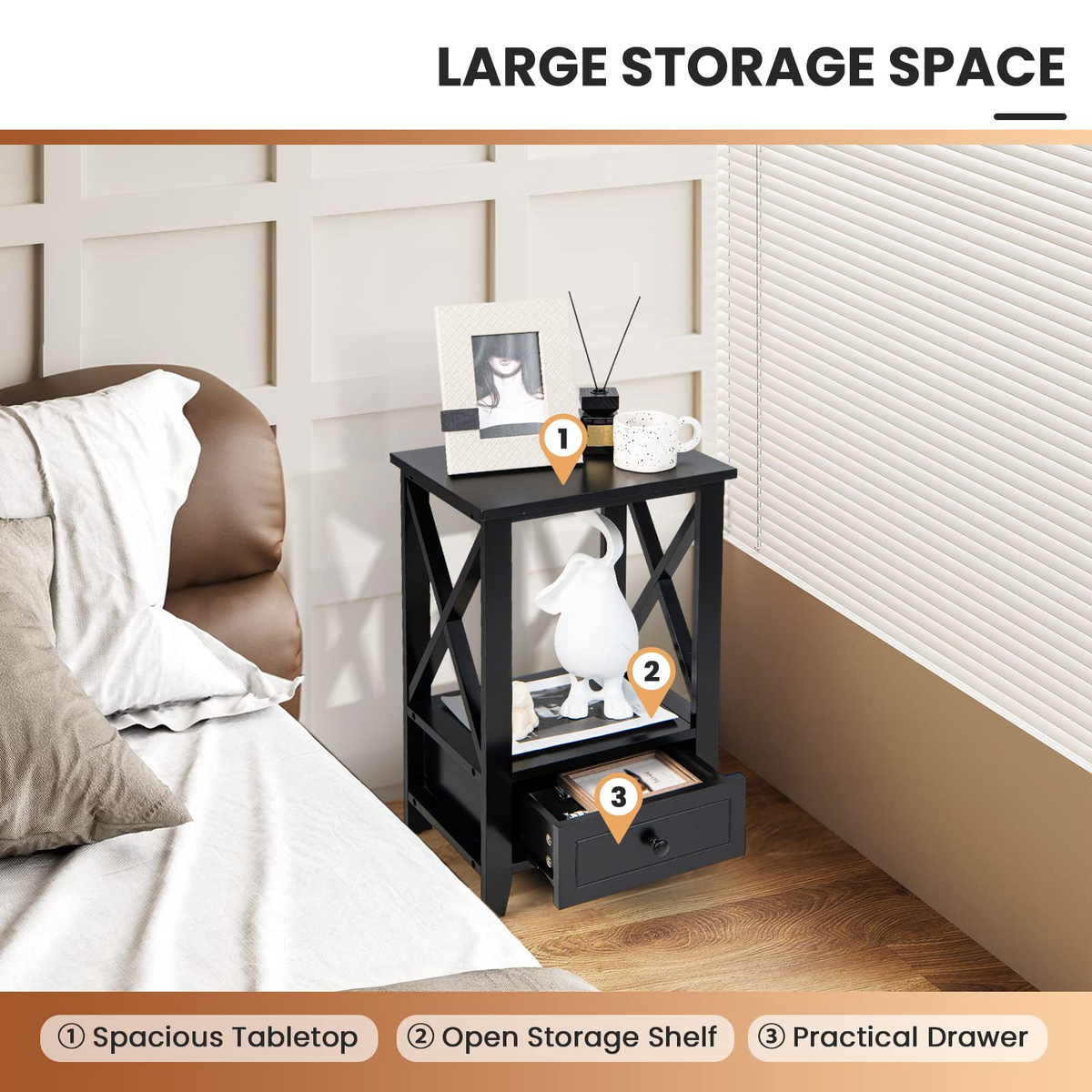 Goflame Modern X-Design Nightstand Set