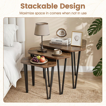 Goflame Nesting Coffee Tables Set of 3 for Living Room & Apartment