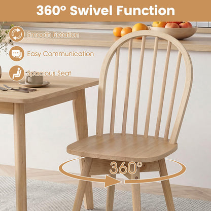 Goflame Windsor Dining Chairs Set of 2/4 Farmhouse Swivel Kitchen Chairs with Spindle Back