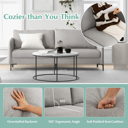 Goflame Upholstered Sofa Couch, 76" Modern Grey Loveseat