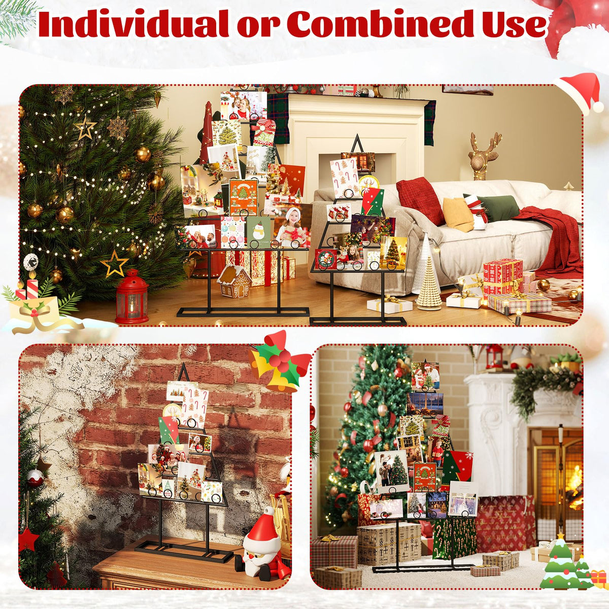 Goflame 2 Pack Christmas Tree Photo Holder with 36 Round Clips